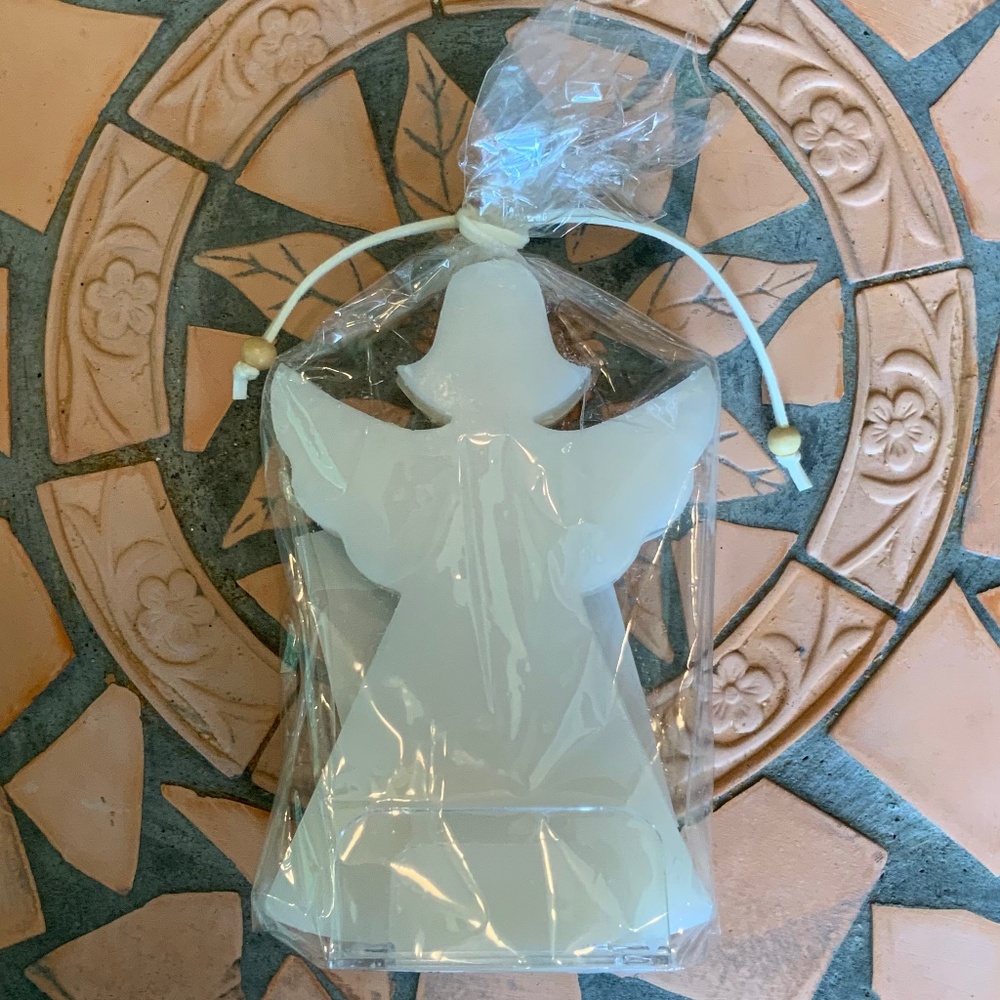 European Christmas Market Angel Candle with Stand NWT
